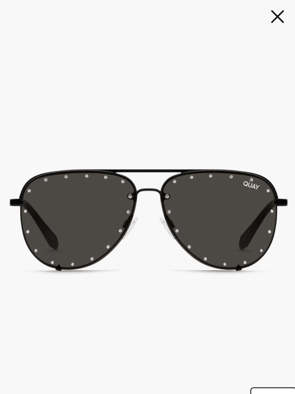 QUAY Australia High Key Rhinestone 60mm Aviator Sunglasses